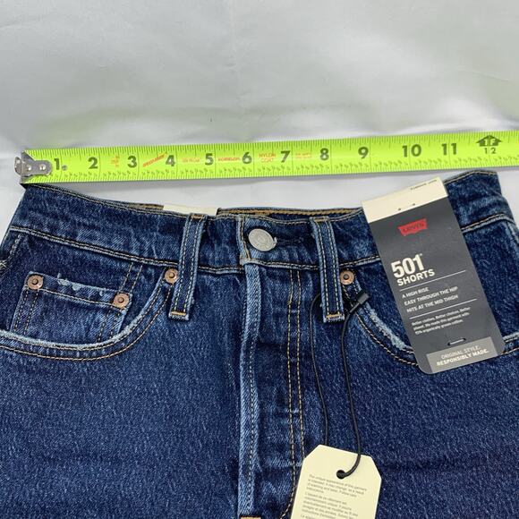 Levi's 501 Jean Shorts Women's 24 Cut Off Fray Hem High Rise Button Fly Distress - Picture 7 of 14